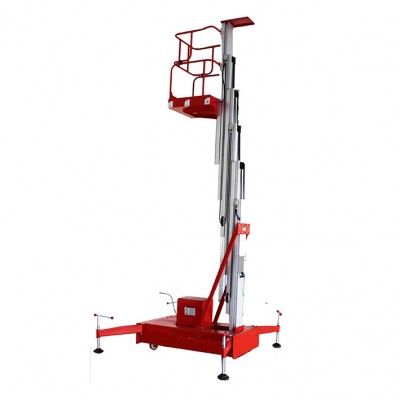 Push around vertical mast lift portable one man lift height raise to 10m capacity to 100kg